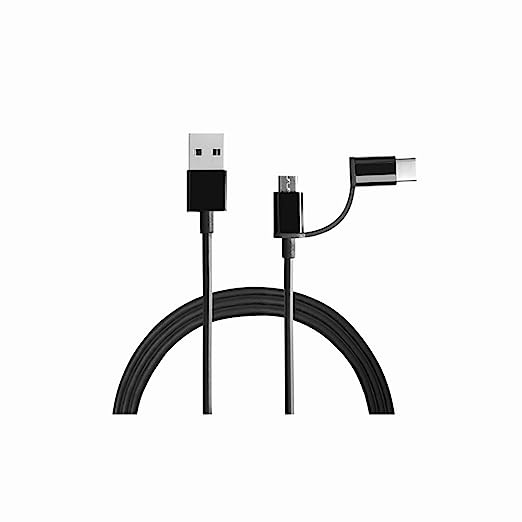 Mi 2-in-1 USB Cable 100cm Black|Multipurpose Cable which Supports Both Type C & Type B/Micro USB Devices|480Mbps Speed|Compatible with All mobiles & Accessories Mi 2-in-1 USB Cable 100cm Black|Multipurpose Cable which Supports Both Type C & Type B/Micro USB Devices|480Mbps Speed|Compatible with All mobiles & Accessories